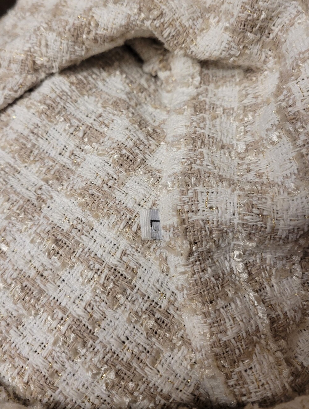 Beige Textured Button-Front Women's Jacket - Picture 4 of 4